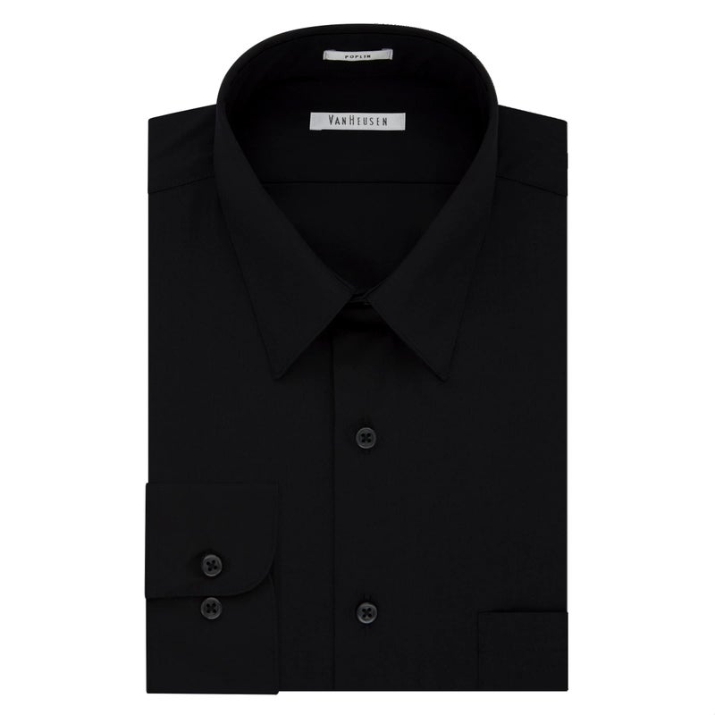 Van Heusen Men's Tall Fit Dress Shirts Poplin, Black, 20" Neck 37"-38" Sleeve (4X-Large) - Image 3